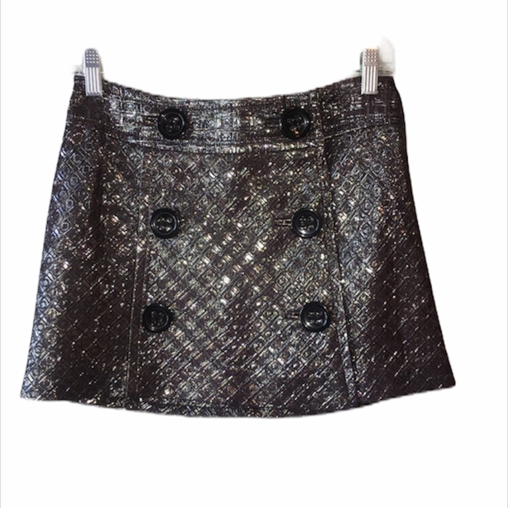 Express Design Studio Metallic Jacquard Mini Skirt 0 Y2K Party Disco Glam Mod